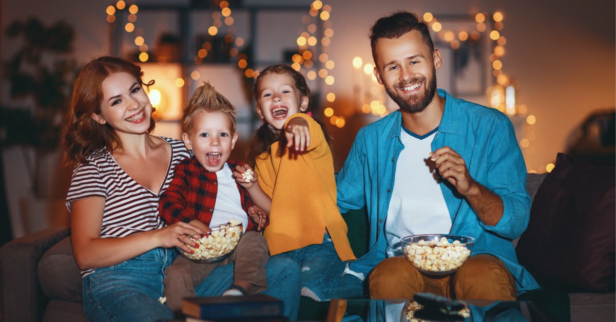 Family movie night, family time is important for Christians at Christmas and Jewish people during Hanukkah