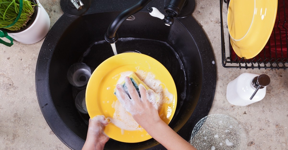 washing dishes